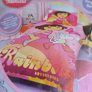 Dora The Explorer Single Quilt Cover With 1 Pillowcase - Rainbow Adventures - Picture 1 of 8