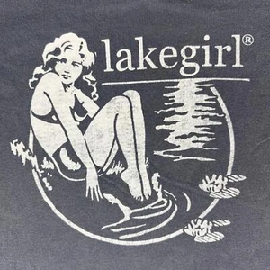 Lakegirl Long Sleeve Shirt Small Blue Graphic Tee Retro Pinup Lake Life Outdoors - Bild 1 von 6