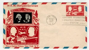 1947 CROSBY PHOTO AIRMAIL FDC UC17 STAMPED ENVELOPE G WASHINGTON B FRANKLIN - Picture 1 of 1