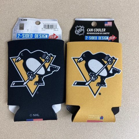 Pittsburgh Penguins 12oz Two Sided Can Cooler NEW NHL Coozie Koozie 2pack AR376 Cover