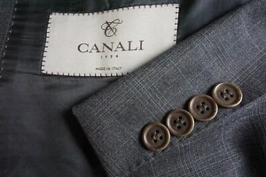 Canali 1934 Actual Gris Azul Cuadros 100% Lana 2 PC Chaqueta Pantalones Sz 42L - Imagen 1 de 11