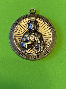 Vintage Saint Jude Thaddeus Pray For Us~Theda Sterling Silver Religious Medal - Picture 1 of 3