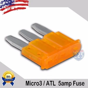 10 Pack 5A Micro3 Blade Fuse 5 AMP ATL 32V Automotive Car Truck Boat Marine RV - Picture 1 of 1