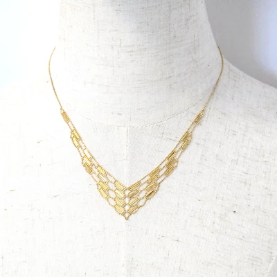 Ralph Lauren Vermeil Chevron Necklace 14k Gold on 925 Sterling Silver Chain  18" - Image 1 of 4