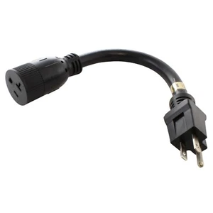 Cable adaptador 1 ft STW 14/3 15A a 20A 125V listado por UL (20A hoja en T) - Imagen 1 de 6