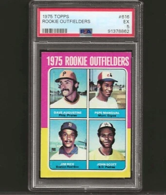 1975 Topps #616 Rookie Outfielders con Jim Rice Ex PSA 5 Foto 1 de 2