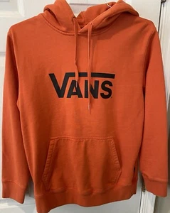 Vans Youth Large L Orange Pullover Hoodie Sweatshirt Black Logo 70% Cotton - Picture 1 of 12