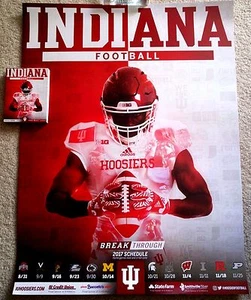 INDIANA UNIVERSITY HOOSIERS 2017 FOOTBALL POSTER SCHEDULE - MINT! - Picture 1 of 1