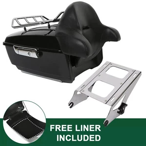 King Trunk Pack Backrest Mount Rack For Harley Davidson Touring Road Glide 2014+ - Picture 1 of 19