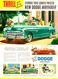 1949 DODGE WAYFARER auto convertibile STAMPA ANNUNCIO berlina coupé college bambini L8 - Foto 1 di 1