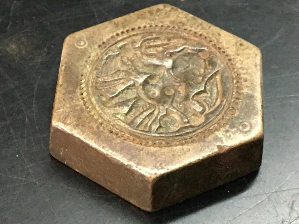 Antiguo sello/sello/troquel de joyería de diosa del sur de metal bronce raro de colección Foto 1 de 4