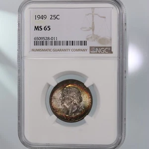 1947-D Washington 25C NGC Certified MS64 Nice Colorfully Toned Obverse - Picture 1 of 4