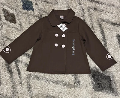 Old Navy Toddler Girl Sz 5T Pea Coat Jacket Double Breasted Brown Pink - Image 1 of 4