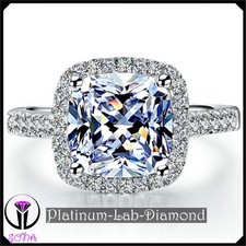 3.00Ct Princess Lab Grown Diamond Real Platinum PT950 Engagement Gold Ring TAMMY