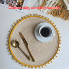 Placemats Round Woven Table Mat Heat Resistant Kitchen Anti-Skid Table Mat #