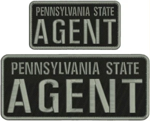 PENNSYLVANIA STATE AGENT EMB PATCH 4x10 and 6X3 VELCR@ ON BACK GRAY ON BLACK - Picture 1 of 2