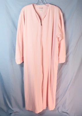 SHADOWLINE Light Pink Velour STRETCH VELVET ROBE Full Zipper w/Pockets SIZE L - Image 1 of 4