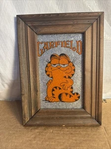 Vintage Garfield Glitter Wall Art Picture in Wood Frame 8.5”x 11.5 - Picture 1 of 5