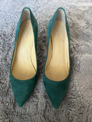 Zapatos de salón Ivanka Trump de gamuza de cuero con tacones índicos turquesa punta puntiaguda talla 6,5 Foto 1 de 3