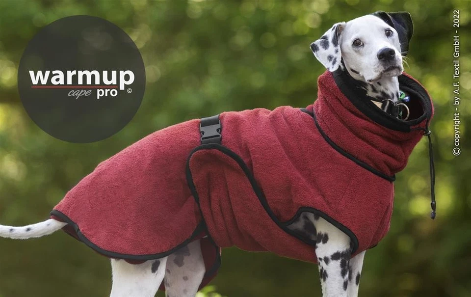 ACTIONFACTORY Warmup Cape Pro bordeaux Wendecape Trocknen & wärmen Hundemantel Hundejacke