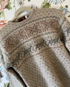 Vintage Boston Traders Sweater Mens Medium Heavy Wool Nordic Neutral Preppy - Picture 1 of 5
