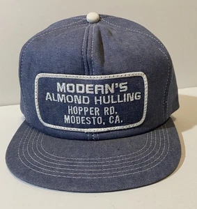 Cappello Berretto Vintage Modean's Almond Hulling Patch Completo Chambray Snapback Blu K Prodotti - Foto 1 di 7