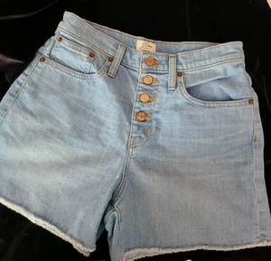 Pantalones Cortos de Denim J Crew Botón Mosca Mujer Tiro Alto Cortes Dobladillo Crudo Talla 2 26 Cintura - Imagen 1 de 7