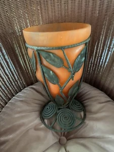 Art Deco Glasamphore mit Montur aus Schmiedeeisen - Frankreich - Top - Bild 1 von 6