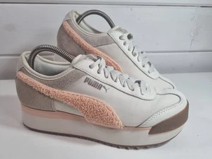 Puma Roma Amor Heritage Trainers Women's White/ Pink Platform UK 5.5 US 8 370947 - Picture 1 of 9
