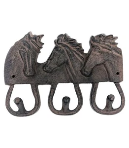 Bridlemont Cast Iron Horse Trio Wall Hook - Picture 1 of 2