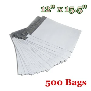 500 12x15.5 Poly Mailers Shipping Envelopes Plastic Self Sealing Bags 2.5 Mils - Picture 1 of 3