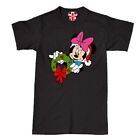 Minnie Mouse Christmas Wreath T-Shirt Santa Hat Holiday Disney Disneyland Top