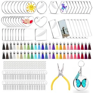 251pcs Blank Keychains For Vinyl Acrylic Blanks Bulk With 5 Shapes Clear Acrylic - Picture 1 of 6