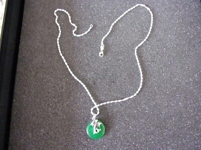 catenina in argento 925 con pendente in giada verde..........8 - Immagine 1 di 2