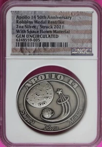 2021 APOLLO 14 Space Flown Material 2oz Silver NGC GEM💥FLAWLESS QUALITY💥 - Picture 1 of 6