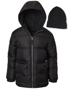 Ixtreme BLACK Big Boys Fleece-Lined Full-Zip Hooded Puffer Jacket, US 7 - Picture 1 of 3