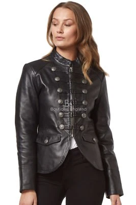 Ladies Military Studded Jacket Real Leather Black VICTORY Parade Jacket  8976 - Image 1 of 4