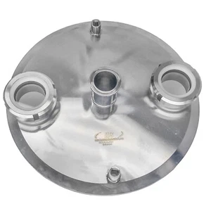 HFS(R) Tank Lid w/ 10"x1.5" Tri Clamp, 2 x 1/4" NPT female, 2 x 1.5" Sight Glass - Picture 1 of 3