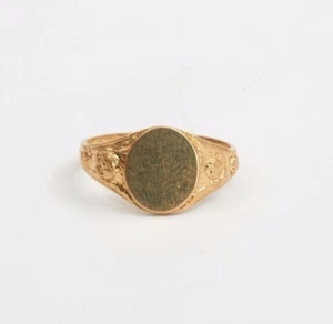 14 Karat Gelbgold Neu Old Stock 1920er viktorianischer Zeit Siegelring, Größe 3,5 - Bild 1 von 6