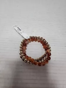 Lane Bryant Gold Tone Gold and Red Beads Stretch Bracelet NEW NWT MSRP $19.95 - Picture 1 of 3