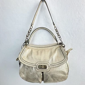 COACH Chelsea Flagship Leather Flap Satchel Shoulder Bag 17782 SV/Gold - Picture 1 of 24