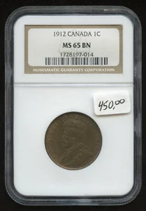 1912 Canada One Cent - NGC MS65 BN   A2 - Picture 1 of 2