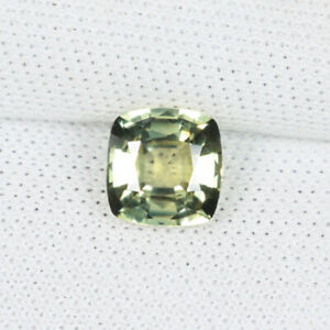 0.95 ct TOP LUSTROUS GREENISH YELLOW NATURAL YELLOW SAPPHIRE SQ Cushion See Vdo