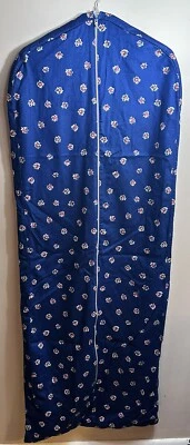 Vtg Garment Bag Travel Cottagecore Luggage Hanging Blue W/ Roses Floral 23”x 60” - Image 1 of 4