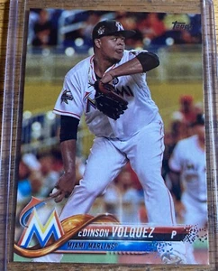2018 Topps Series 1 #22 Edinson Volquez Miami Marlins MLB Baseball - Picture 1 of 2