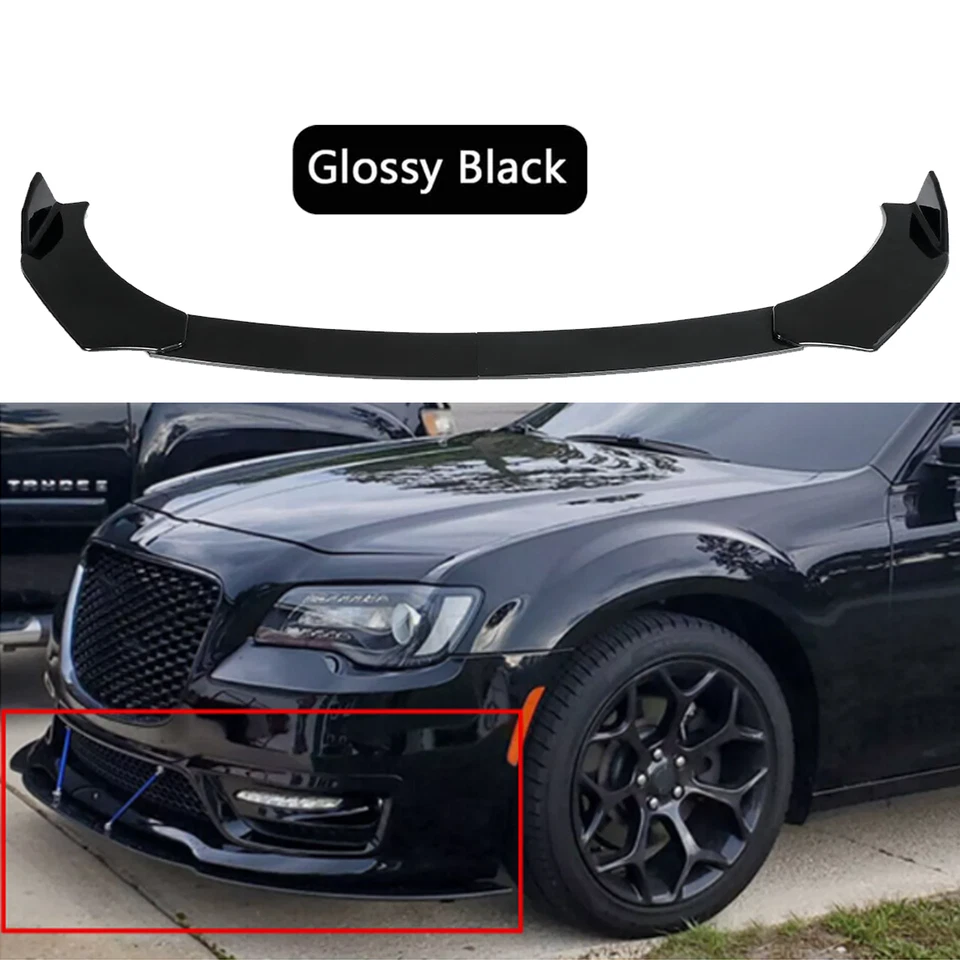 Glossy Black For Chrysler 300 2005-2020 Front Bumper Lip Splitter Spoiler Chin Foto 1 de 4