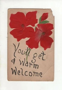 Antike Postkarte - Sie werden herzlich willkommen geheißen - Bild 1 von 2