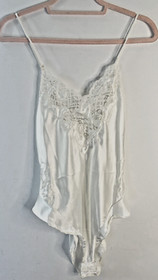 VTG 80'S NOS VENTURA SOFT WHITE SATIN&LACE ONE PIECE TEDDY*S/M