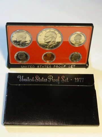 1977 S US Mint Proof Set 6 Coins Original Box OGP United States Clad Cover