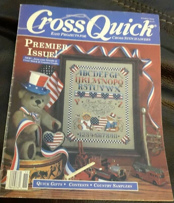 Cross Quick Cross Stitch Magazine Premier Issue Aug/Set 1988 Patriotic Design - Image 1 of 3